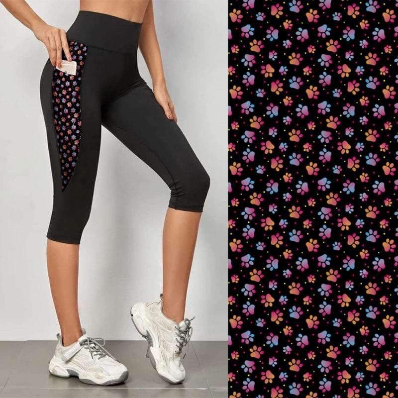 Black Leggings with Pocket Pattern - Sunset