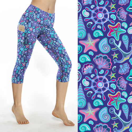 Purple Shells Pocket Leggings