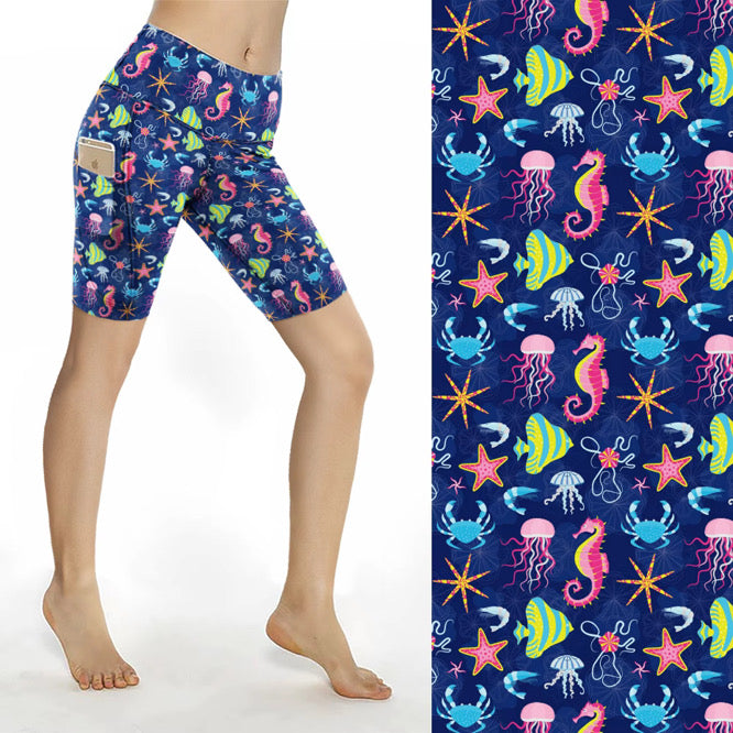 Navy Sealife 2 Pocket Shorts