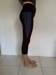 Black Leggings with Pocket Pattern - Blue Scribble