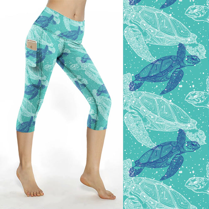 Green Turtles 2 Pocket Leggings