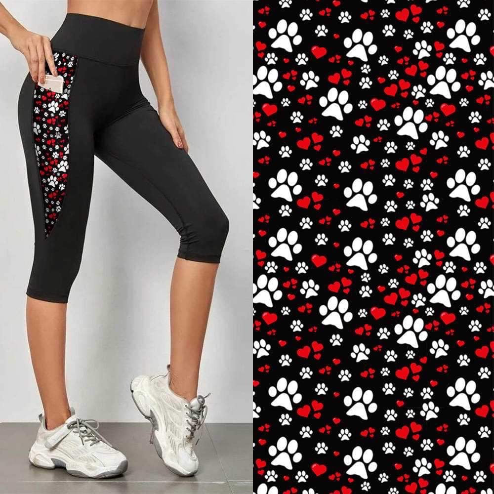 Black Leggings with Pocket Pattern - Puppy Love